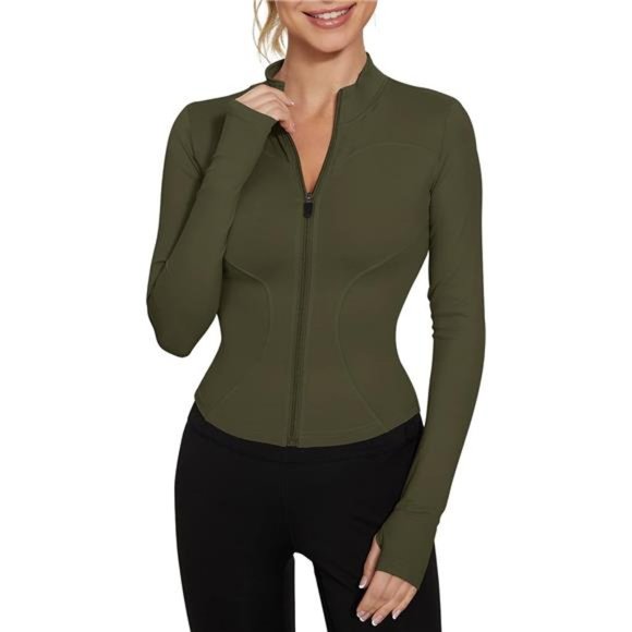Jackets & Coats Womens Workout Jacket Army Green Poshmark